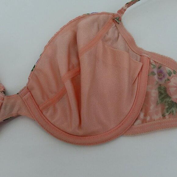Victorias Secret Gold Label 36C 695 Pink Purple Flower Floral Underwire Bra VTG - Picture 10 of 14